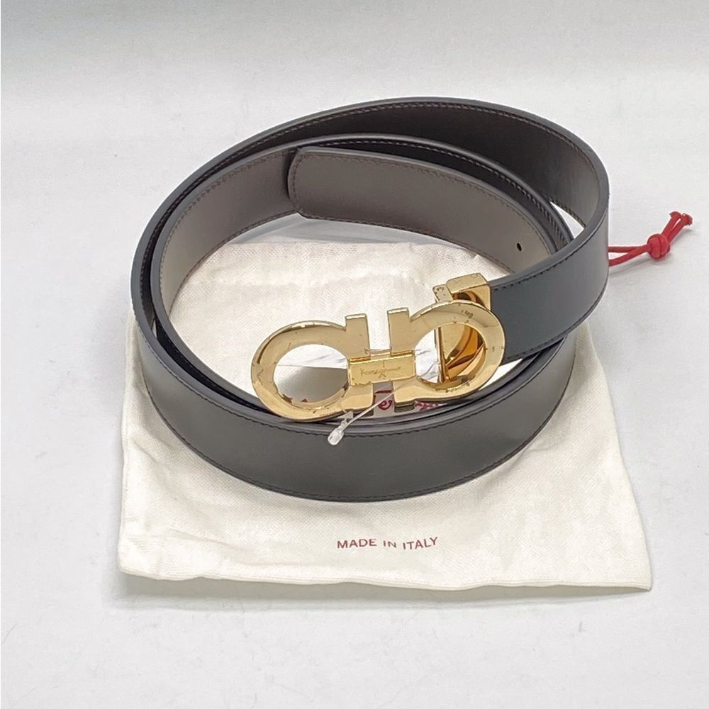 Ferragamo Reversible Adjustable Double-Gancini Leather Belt size 46